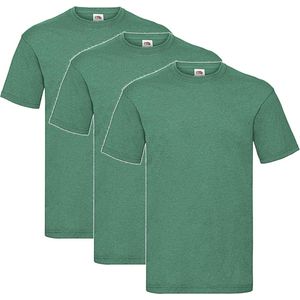 3 Pack Shirts Fruit of the Loom Ronde Retro Heather Green Hals Maat S Valueweight
