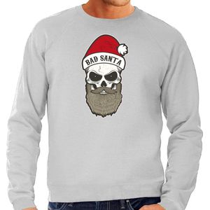 Grote maten Bad Santa foute Kerstsweater / Kerst trui grijs voor heren - Kerstkleding / Christmas outfit XXXL