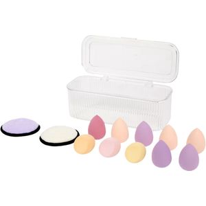 Beauty Blender Set - 10 Make-up Sponsjes & 2 Poederdonsjes - Inclusief Organizer - Make-up Spons Set - Foundation & Poeder Spons - Zacht & Herbruikbaar