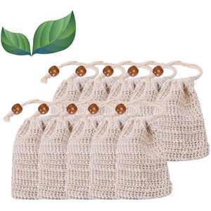 TRANKIELO® - Natuurlijke Sisal Zeepzakjes – Set van 10 – Duurzaam en Hygiënisch – Praktisch Ontwerp – Ideaal voor Peeling en Massage