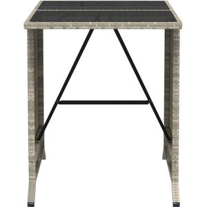 vidaXL - 3-delige - Bistroset - met - kussens - poly - rattan - lichtgrijs