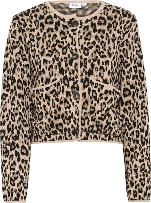 Saint Tropez - Cardigan - Bruin - Met Lange Mouwen - Luipaardpatroon
