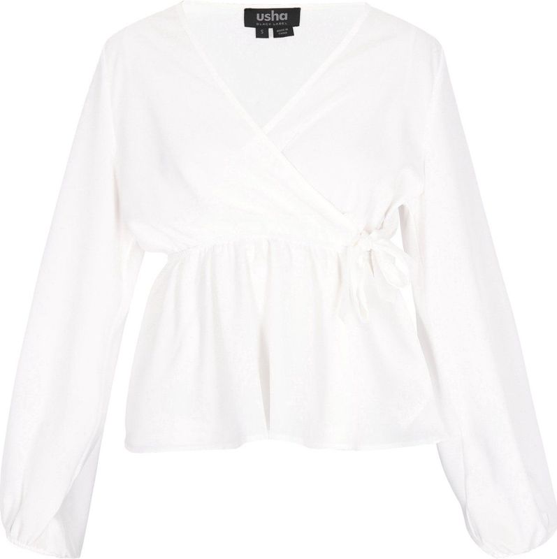 Usha - Blouse - Regular Fit - V-hals - Zwart