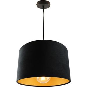 Olucia Urvin - Moderne Hanglamp - Stof - Goud;Zwart - Rond - 30 cm