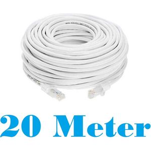 Internetkabel - 20 Meter - Wit - CAT6 Ethernet Kabel - RJ45 UTP Kabel - Netwerk Kabel