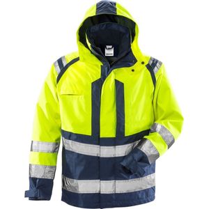 AIRTECH Softshelljack HIGH-VIS fluorgeel/marineblauw XXL