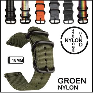 18mm Horlogeband Groen - Vintage Strap James Bond - Nato Strap collectie - Horlogebanden - 18 mm bandbreedte voor oa. Seiko Rolex Omega Casio en Citizen - Pushpin Quick release - Leger groen