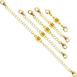 Allecto Plus - Magnetische Kettingverlenger 5 Maten Verstelbaar - Eenvoudig Sieraden Connector (Goud)