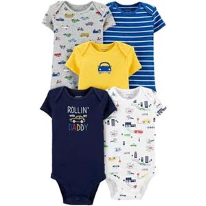 Korte Mouw Rompers voor Pasgeborenen - 5 Stuks van Zacht Katoen