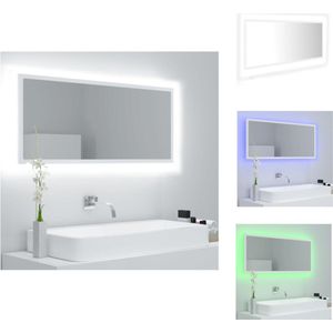 vidaXL Wandspiegel LED - Bewerkt hout en acryl - 100 x 8.5 x 37cm - RGB - Badkamerkast