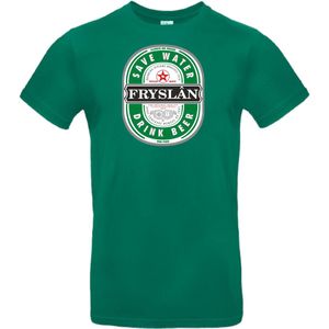 T- shirt kelly green met opdruk save water drink beer Fryslân maat S (Friesland save water drink beer Allinnich my Freonen Moai Fuort)