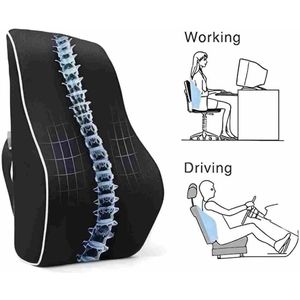 JeiibrZui Lendenkussen Van Traagschuim - Ergonomisch Kussen Voor Bureaustoel - Lichtgewicht + Orthopedisch - 1 - Auto/Bureaustoel + Marineblauw