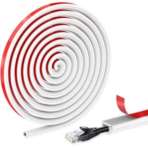 Brenzoos - Flexibele zelfklevende mini-kabelgoot in het wit voor het verbergen van 1 kabel aan wand of vloer - 14 x 10 mm - Kabelafdekking - Kabelkanalen. - Kabelgoot