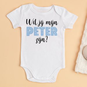 Wil Jij Mijn Peter Zijn? – Baby Rompertje Peter Vraag – Origineel Kraamcadeau – 100% Katoen – Uniek Baby Cadeau – Maat 0 tot 3 maanden