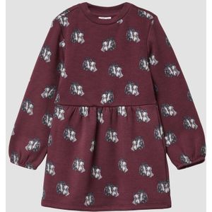 Jurk - Fleecejurk - Met All-over Print - Comfortabele Geribde Halslijn