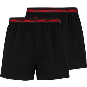 HUGO boxershorts woven (2-pack) - heren boxers wijd model - zwart - Maat: XL