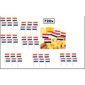720x cocktailprikkers Nederlandse vlag - Cocktail prikker Holland kaas worst snack tapas hapjes festival EK WK thema feest carnaval koningsdag
