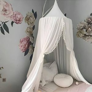 Candala Baldakijn kinderkamer baby bedhemel enorme bedhemel kinderen hemelbed gordijnen prinses luifel voor spel lezen slaapkamer kleedkamer (wit chiffon)