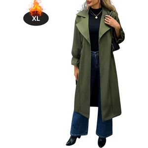 Nivard Mantel Dames - Tussenmantel - Jas - Mantelpakje - Trenchcoat - Overjas - Overcoat - Winter - Groente - S