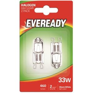 Eveready 2-pack Halogeen licht bulb heldere lamp G9 33watt warm wit 2800 K