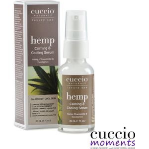 Cuccio Cooling & Calming Serum 30ml Whipped Hemp -  hennep kamille en eucalyptus - Hydraterend- voedend serum bevat Hennepzaadolie - ontstekingsremmende werking - verfrist en kalmeert de huid-Ideaal - geschenk - gift - voor een - Spa - Ritueel @ Home