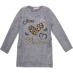 Seagull jurk panterprint you perfect glitter donkergrijs 158/164