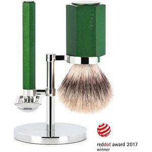 MÜHLE -Scheerset Hexagon - Forest - Saf.Razor - Silvertip Fibre
