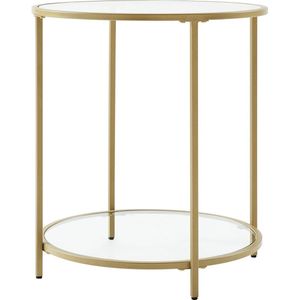 Ronde bijzettafel van gehard glas met stalen frame - modern design voor woonkamer en slaapkamer - goudkleurig - LGT034A61 Bijzettafel