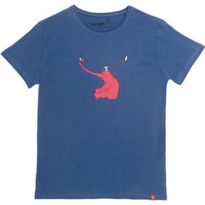 Selfie Elephant - Tshirt Met Korte Mouwen - Blauw Bedrukt Hemd - M