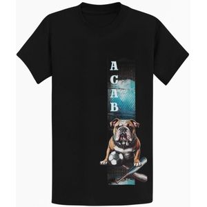Hools T-shirt - Bulldog & ACAB Design - Zwart Maat M