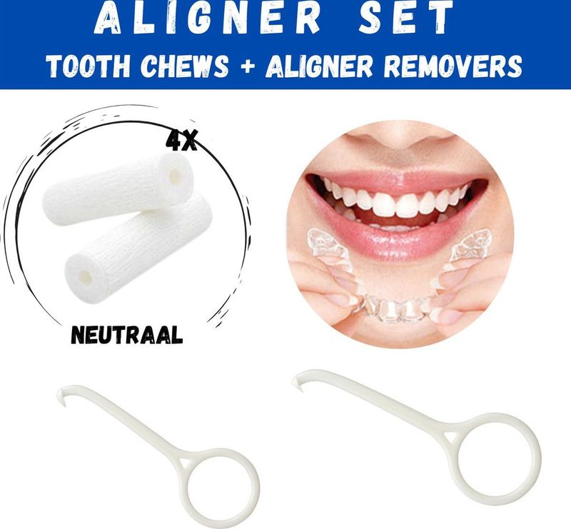 Orthodontische Aligner Set - 2x2 Orthodontic Chewies Neutraal - 2 Witte removers - Beugelverzorging