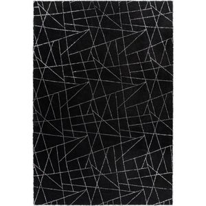 Hoogpolig Vloerkleed - Zwart/Zilver - Bijou - Geometrisch - 200x290 cm