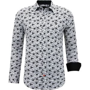 Luxe Satijn Dierenprint Overhemd Heren - 3093 - Zwart / Wit