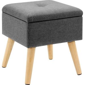 Poef met Opbergruimte - Stijlvol Design - Lichtgrijs met Poten - 32x36.5 cm
