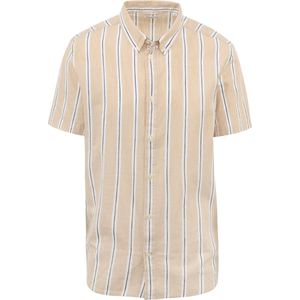 KnowledgeCotton Apparel - Overhemd Streep Beige - Maat XL - Regular-fit