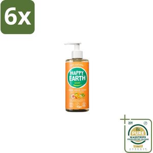 Happy Earth – Handzeep – 100% Natuurlijk Rose Petitgrain – 300 ml - Voordeelverpakking - 6 stuks - Handzeep met bloemige geur - Handzeep met frisse geur
