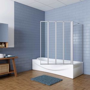 Badwand Bluebell 4-Delig 120X140 Met Zijwand 75cm 4Mm Helder Glas Mat Grijs