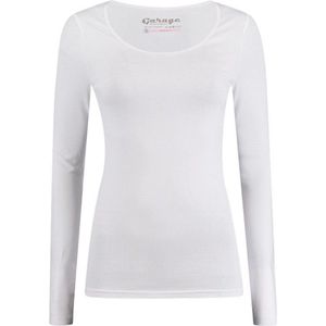 Garage 704 - Dames Bodyfit T-shirt ronde hals lange mouw wit L 95% katoen 5% elastan