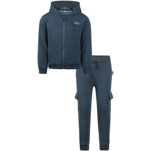 Koko Noko - Basic collection - Biologisch katoen - Kledingset - Joggingbroek Blauw - Sweater Hoody met rits Blauw - Maat 92
