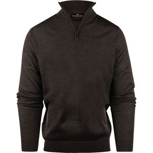 Steppin' Out Half Zip Trui Merinowol Bruin - Maat XXL - Heren - Pullovers