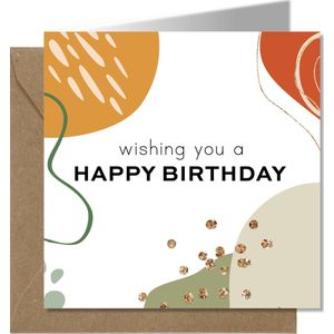 Tallies Cards - greeting - ansichtkaarten - Happy Birthday - Abstract  - Set van 4 wenskaarten - Inclusief kraft envelop - verjaardagskaart - verjaardag - felicitatie - proficiat - 100% Duurzaam