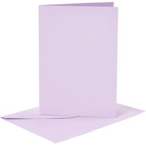 Kaarten en enveloppen, afmeting kaart 10,5x15 cm, afmeting envelop 11,5x16,5 cm, lichtpaars, 6sets