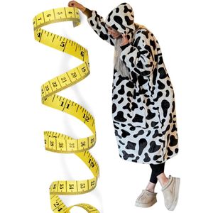 Badrock Hoodie deken - Koeien hoodie blanket - Extra Lang 120cm - fleece deken met mouwen en capuchon – Oversized hoodie deken met mouwen – Draagbare deken - Fleece deken – Fleece TV deken – Plaid met mouwen – Warm & zacht – Fleece poncho - koe