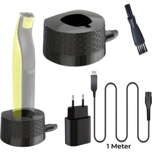 Maxenza Oplaadstation geschikt voor de Philips OneBlade - Inclusief Adapter met USB Kabel en een Reinigingsborstel - Set van 4 - Geschikt voor de modellen:2520, 2530, 2620, 2630