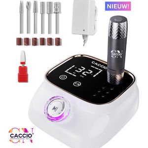 CACCIO® Elektrische Nagelfrees - Elektrische Nagelvijl - Nagelvijl Elektrische 45000 RPM - Licht Gewicht Motor - Nagelfrees - Incl. 7 bitjes - 6 stuks schuurrolletjes - Elektrische nagelfrees - Manicure/Pedicure Voeten en Handen - Nieuwe Technologie