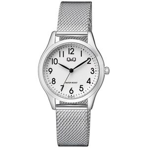 Q&Q-Horloge-Dames-Analoog-zilver kleurig-witte wijzerplaat-milanese band-32MM