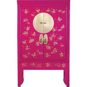 Fine Asianliving Chinese Bruidskast Fuchsia Royale Handgeschilderd - Orientique Collectie B100xD55xH175cm Chinese Meubels Oosterse Kast