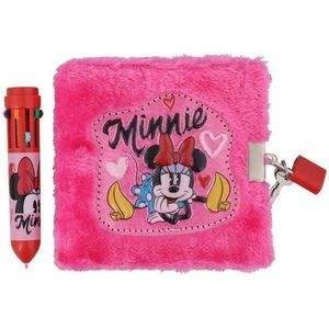 Minnie Mouse Dagboek/ Pluche dagboek Met Slot - Roze Papier/ Dagboek met 10-kleurenpen.