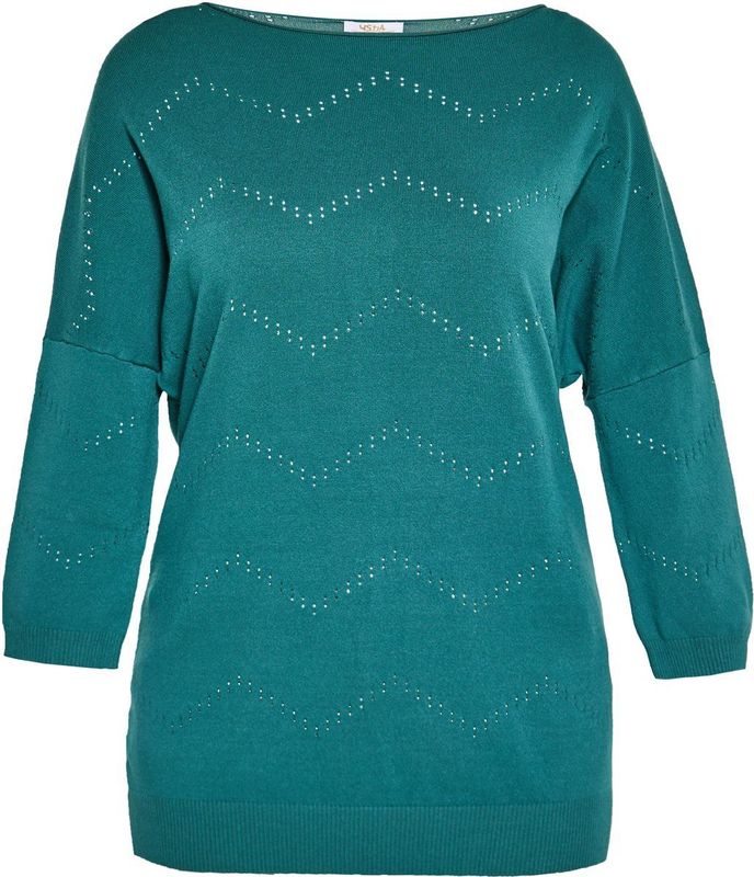 usha - Pullover - Langarm - Met Weit Rond Ausschnitt - Decoratief Detail