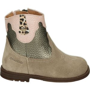 Develab - 47084-239 - Enkellaarsje - Taupe Fantasy - Suede met Brons Metallic en Roze